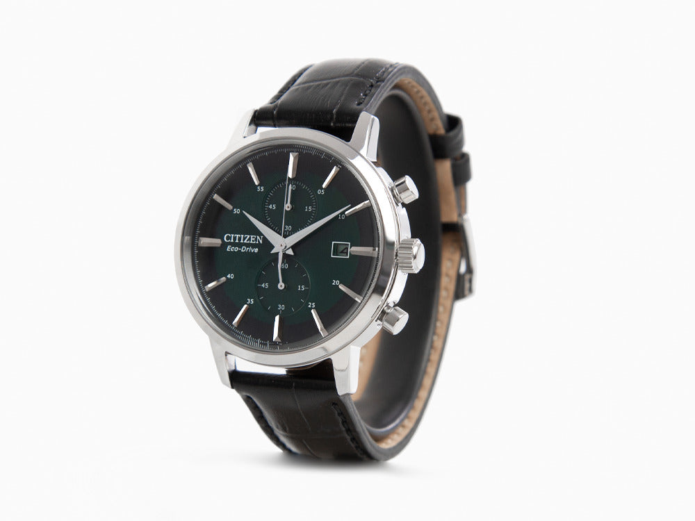 Montre à Quartz Citizen OF Chrono, Vert, 42 mm, Bracelet en cuir, CA7069-24X