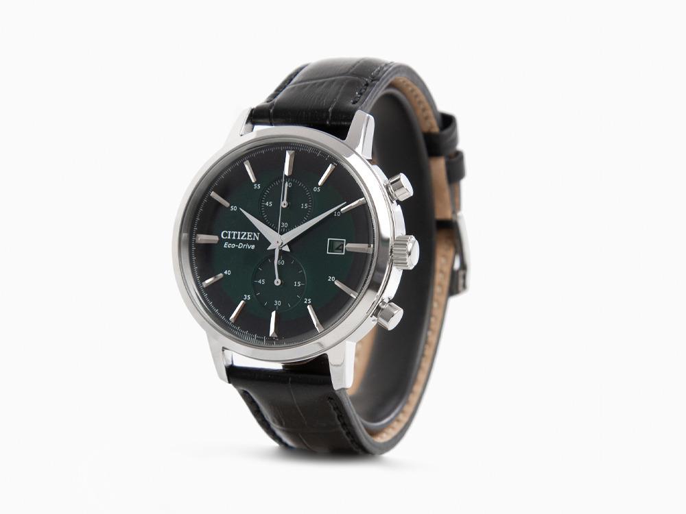 Montre à Quartz Citizen OF Chrono, Vert, 42 mm, Bracelet en cuir, CA7069-24X