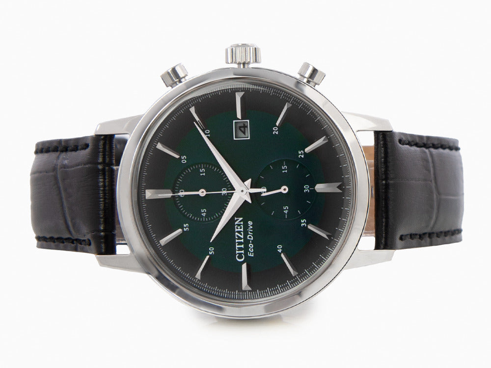Montre à Quartz Citizen OF Chrono, Vert, 42 mm, Bracelet en cuir, CA7069-24X