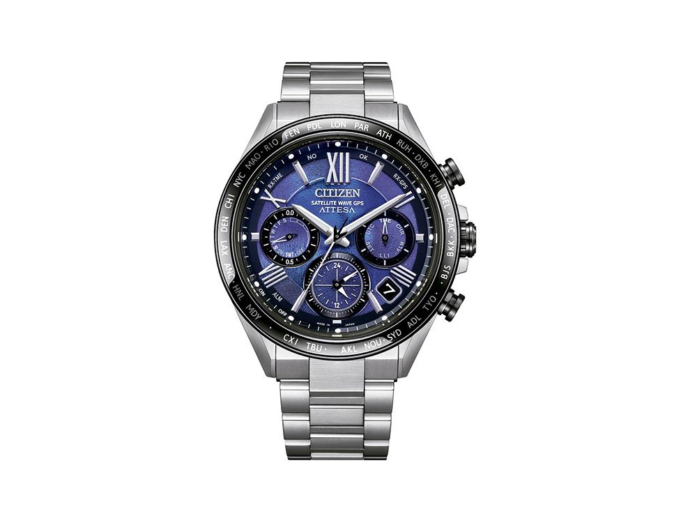 Montre à Quartz Citizen Satellite Wave Attesa, 44.6 mm, Bleu, LE, CC4075-50L