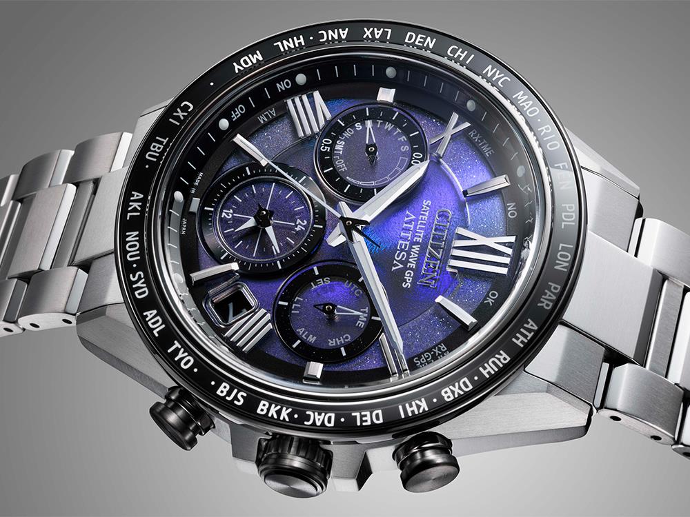 Montre à Quartz Citizen Satellite Wave Attesa, 44.6 mm, Bleu, LE, CC4075-50L