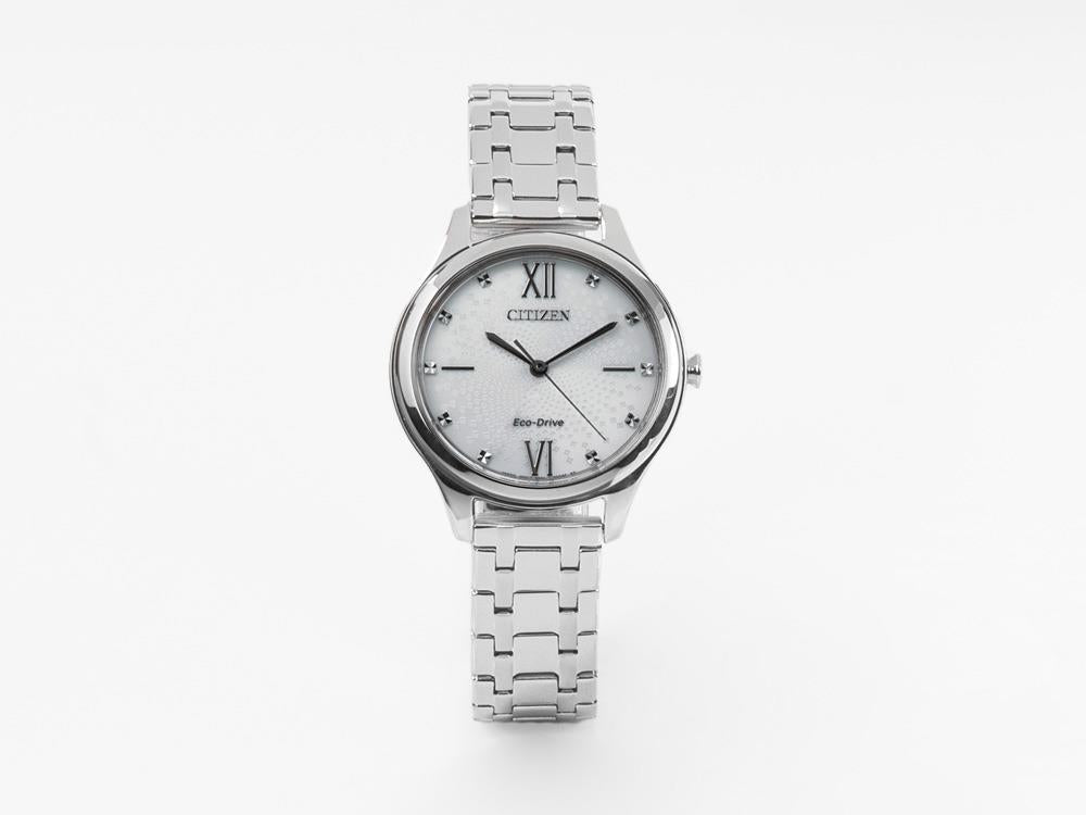 Montre à Quartz Citizen Lady OF, Eco Drive E031, 32 mm, 5 atm, Blanc, EM0500-73A