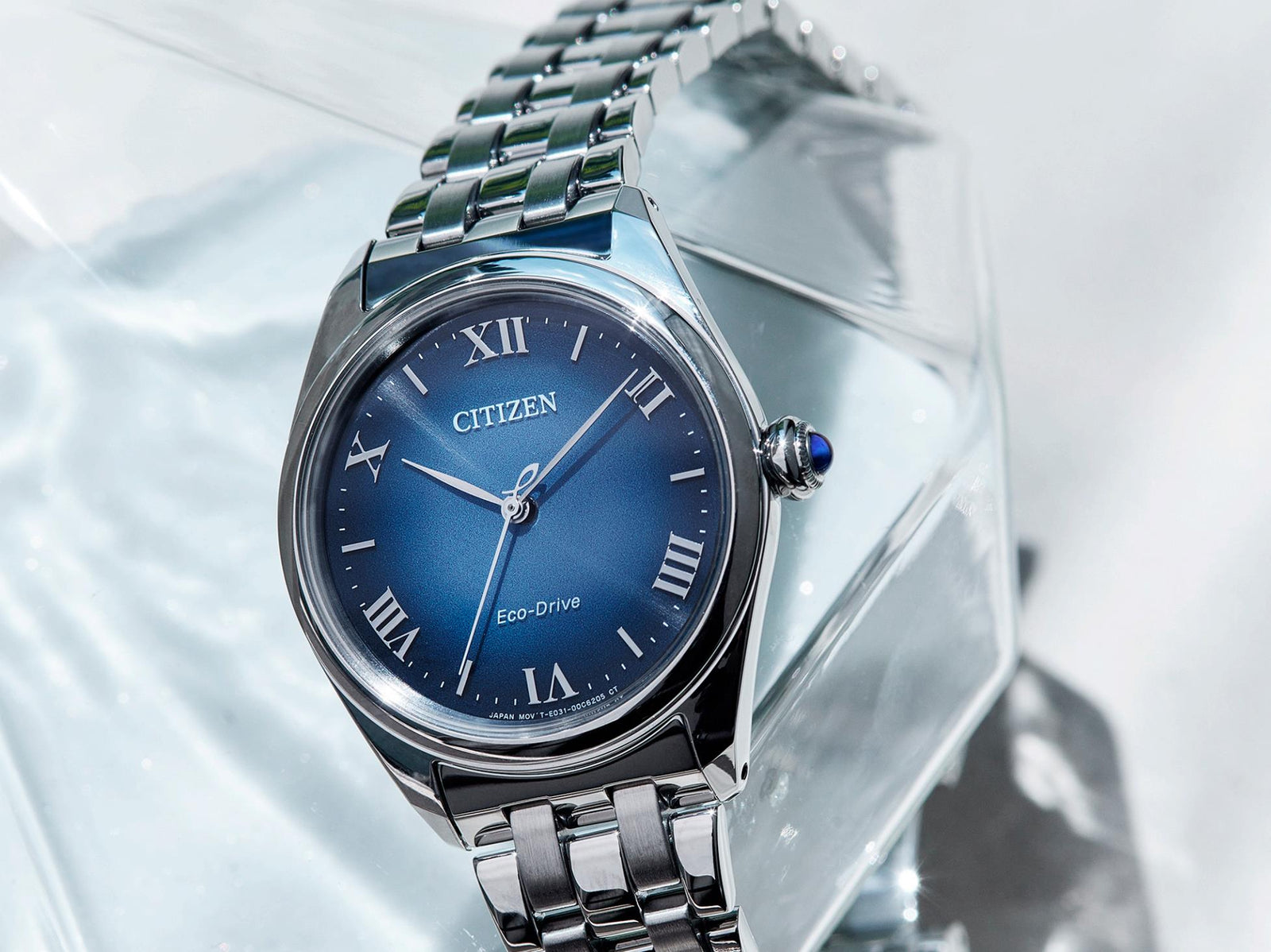 Montre à Quartz Citizen Lady, Eco Drive E031, 33 mm, Bleu, EM1140-80L