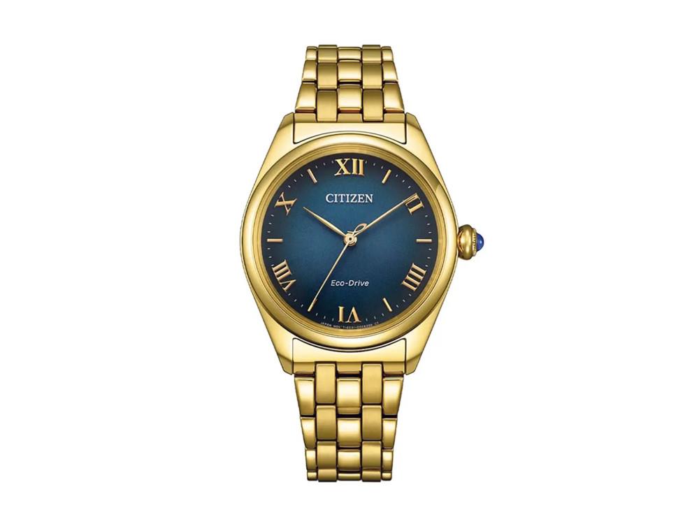 Montre à Quartz Citizen Lady, Eco Drive E031, 33 mm, Bleu, EM1142-84L