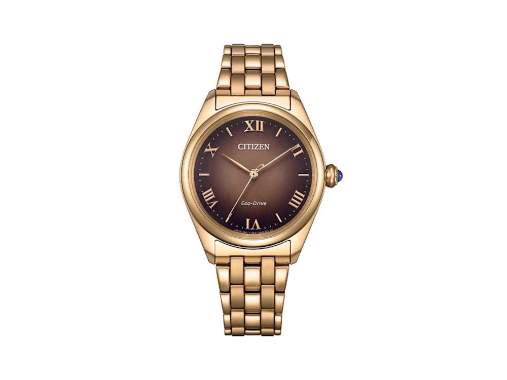 Montre à Quartz Citizen Lady, Eco Drive E031, 33 mm, Marron, EM1143-81Z
