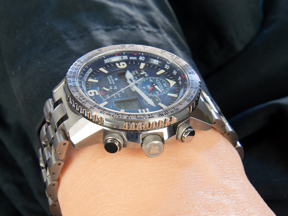 Montre à Quartz Citizen Radio Controlled, Eco Drive, Bleu, 20 atm, JY8100-80L