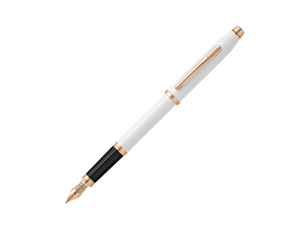 Stylo Plume Cross Century II, Laque perle blanche, Or Rosé, AT0086-113