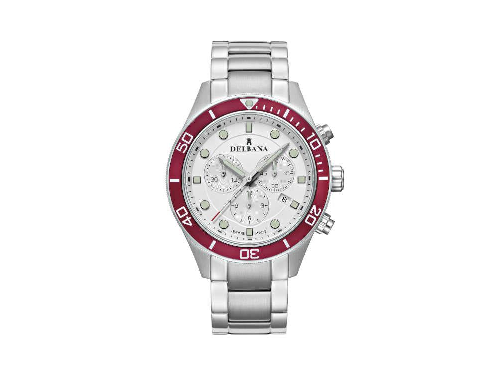 Montre Quartz Delbana Sports Mariner Chronograph, Argent, 42mm, 41701.718.6.066