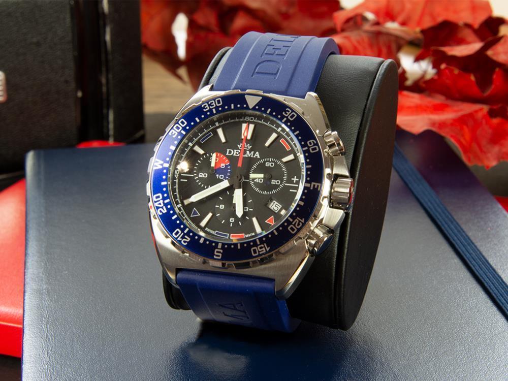Montre à Quartz Delma Racing Oceanmaster, Chrono, Noir, 44 mm,  41501.678.6.048