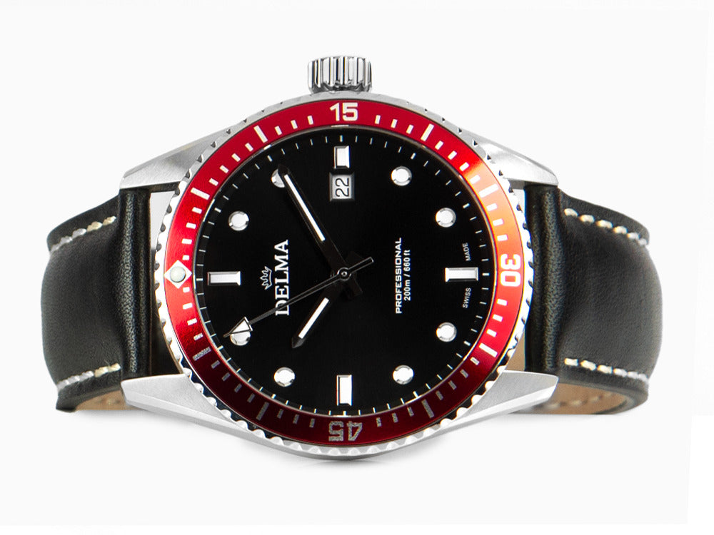 Montre à Quartz Delma Diver Cayman, Noir, 42 mm, 20 atm, 41601.708.6.036