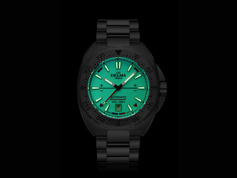 Montre Automatique Delma Diver Oceanmaster Lume, Vert, 44 mm, 41701.670.6.149