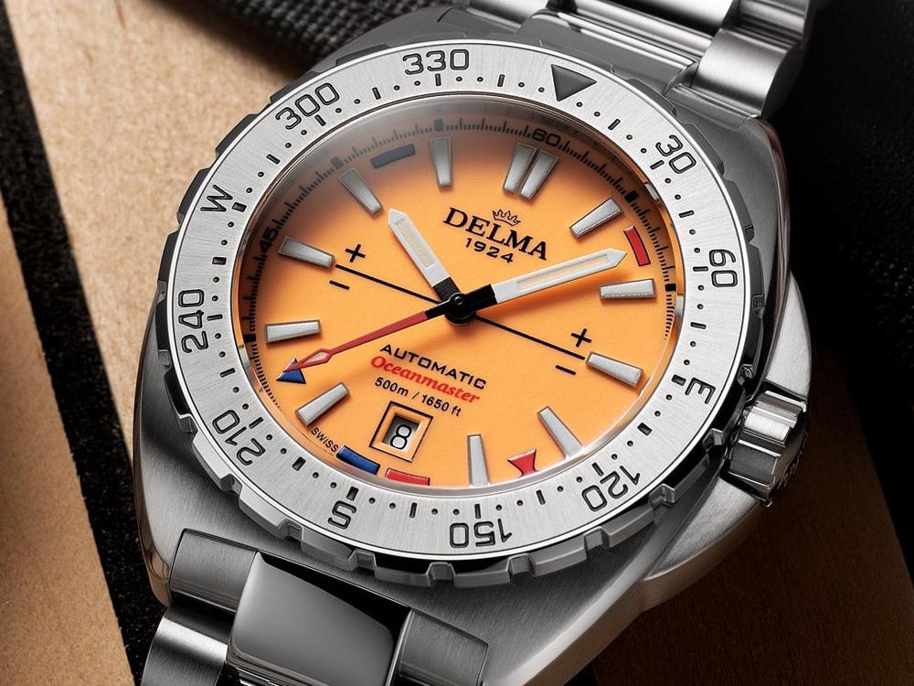 Montre Delma Diver Oceanmaster Lume, Orange, 44 mm, 41701.670.6.159