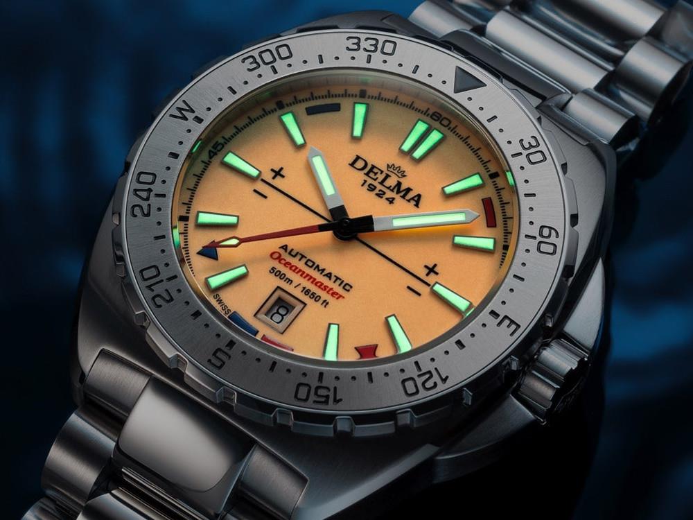 Montre Delma Diver Oceanmaster Lume, Orange, 44 mm, 41701.670.6.159