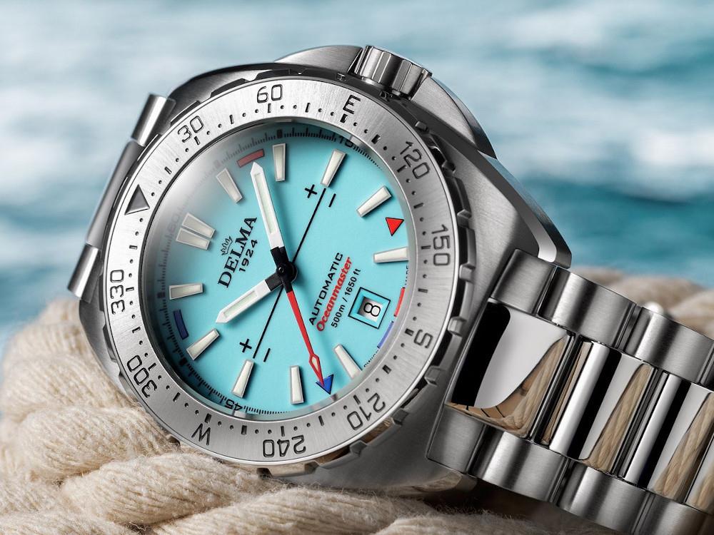 Montre Automatique Delma Diver Oceanmaster Lume, Bleu, 44 mm, 41701.670.6.199