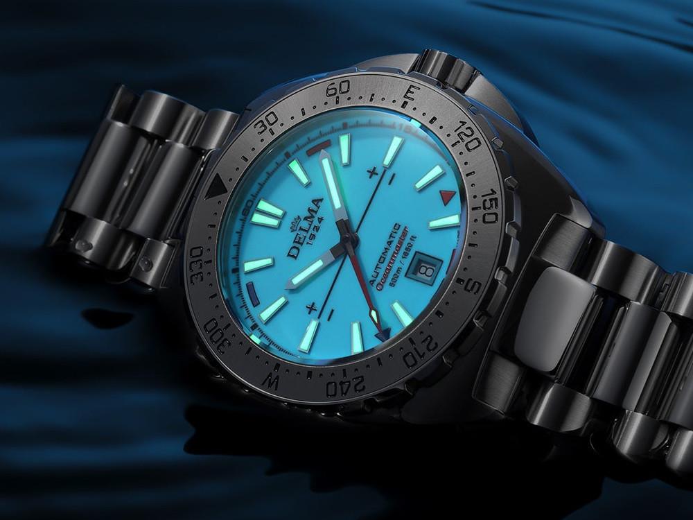 Montre Automatique Delma Diver Oceanmaster Lume, Bleu, 44 mm, 41701.670.6.199