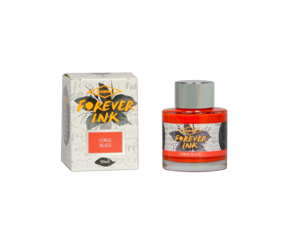 Encrier Diamine Forever Ink Collection- Encre permanente, Coral Blaze, 50ml