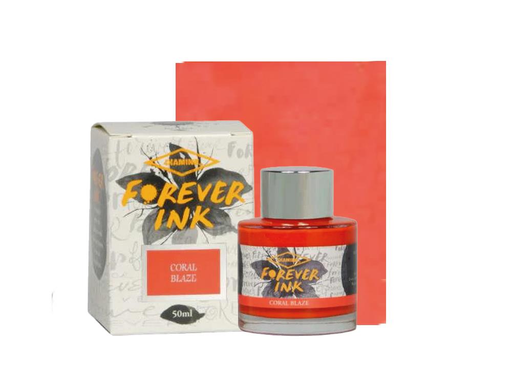 Encrier Diamine Forever Ink Collection- Encre permanente, Coral Blaze, 50ml