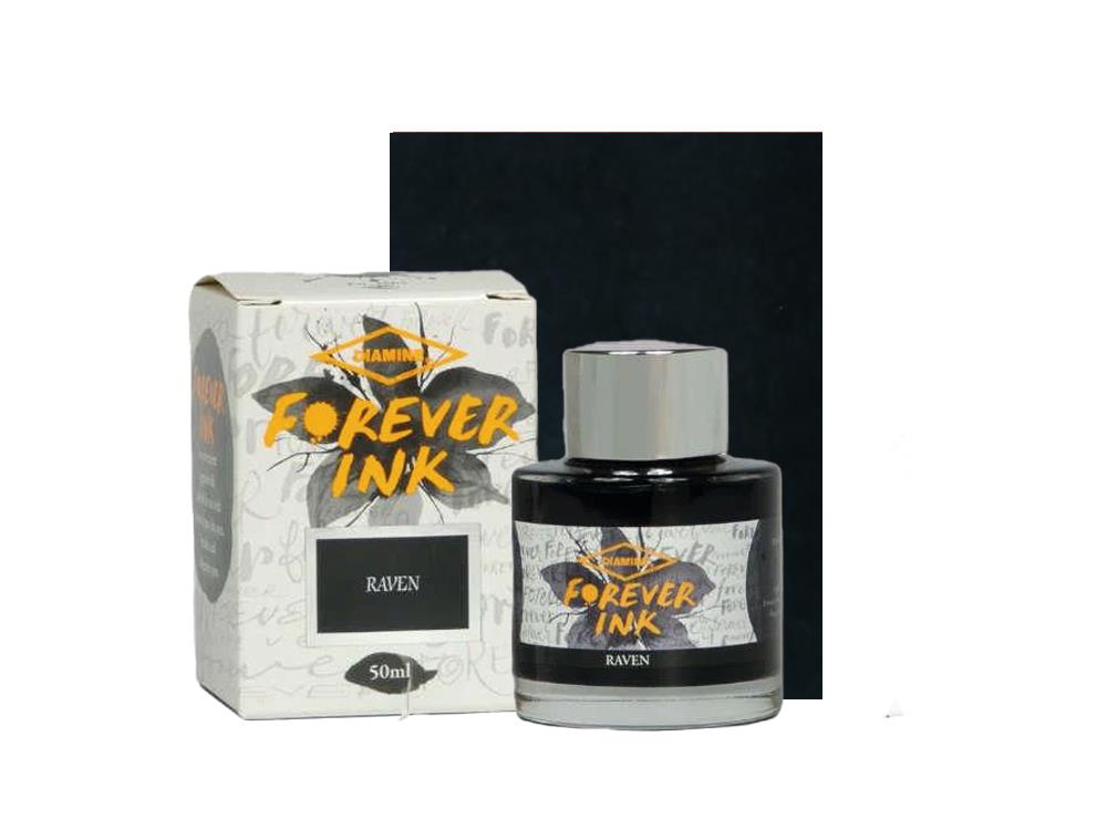 Encrier Diamine Forever Ink Collection- Encre permanente Raven, Noir, 50ml