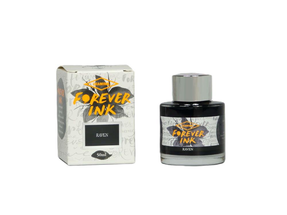 Encrier Diamine Forever Ink Collection- Encre permanente Raven, Noir, 50ml