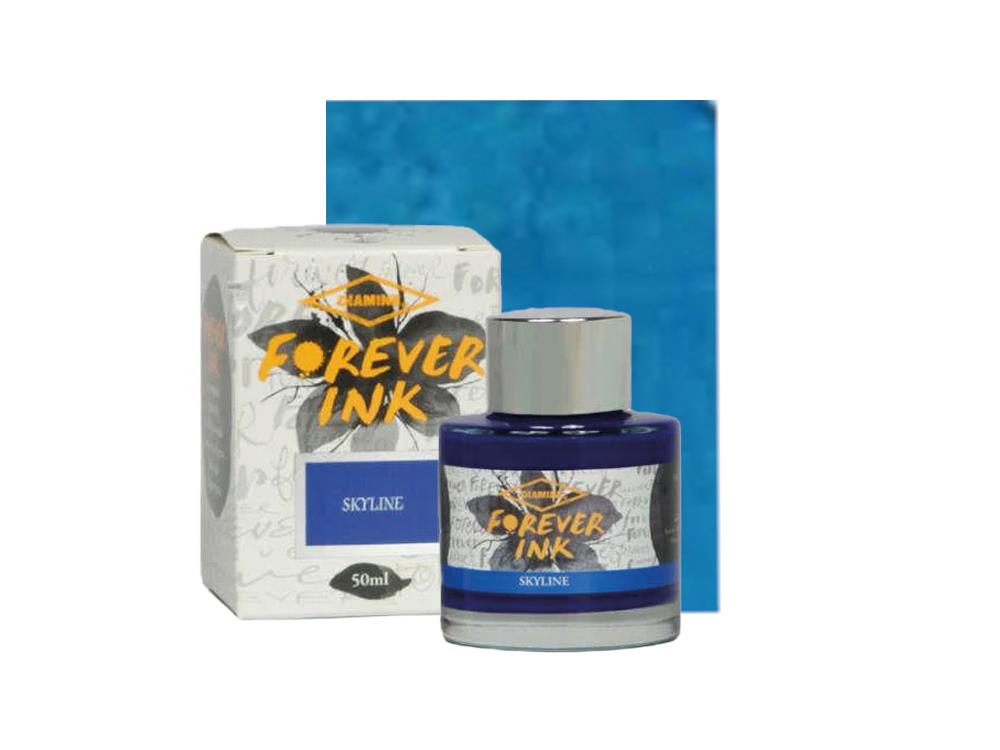 Encrier Diamine Forever Ink Collection- Encre permanente Skyline, Bleu, 50ml