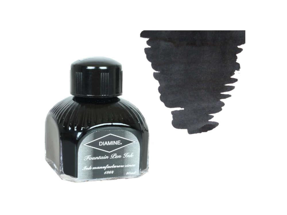 Encrier Diamine Quartz Black, 80ml.Bouteille en verre italien