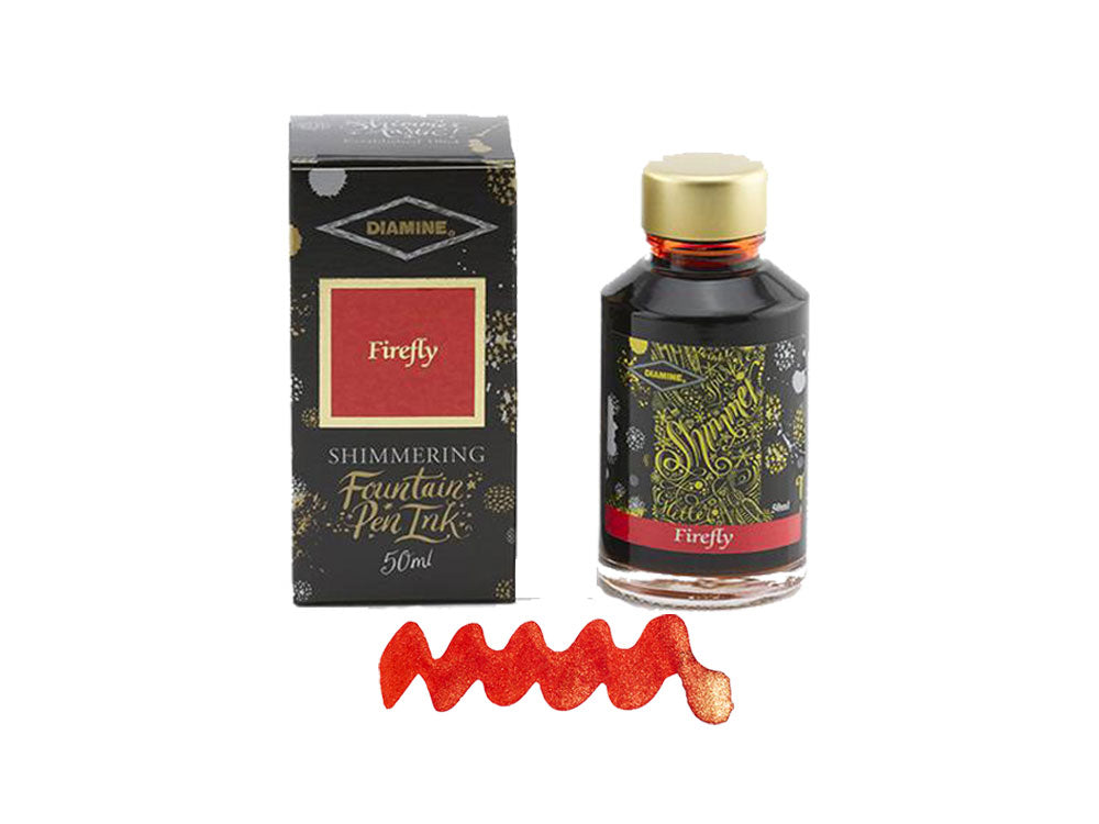 Encrier Diamine Shimmering Firefly, 50ml., Orange, Verre
