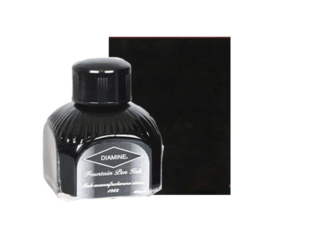 Encrier Diamine, 80ml., Jet Black, Bouteille en verre italien
