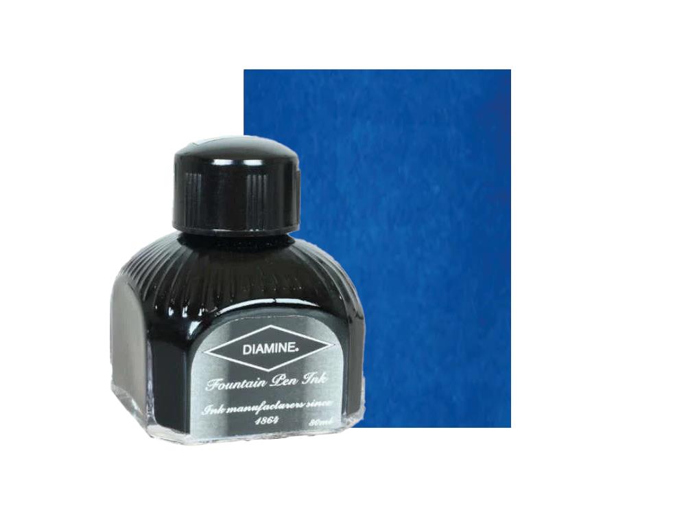 Encrier Diamine, 80ml., Kensington Blue, Bouteille en verre italien