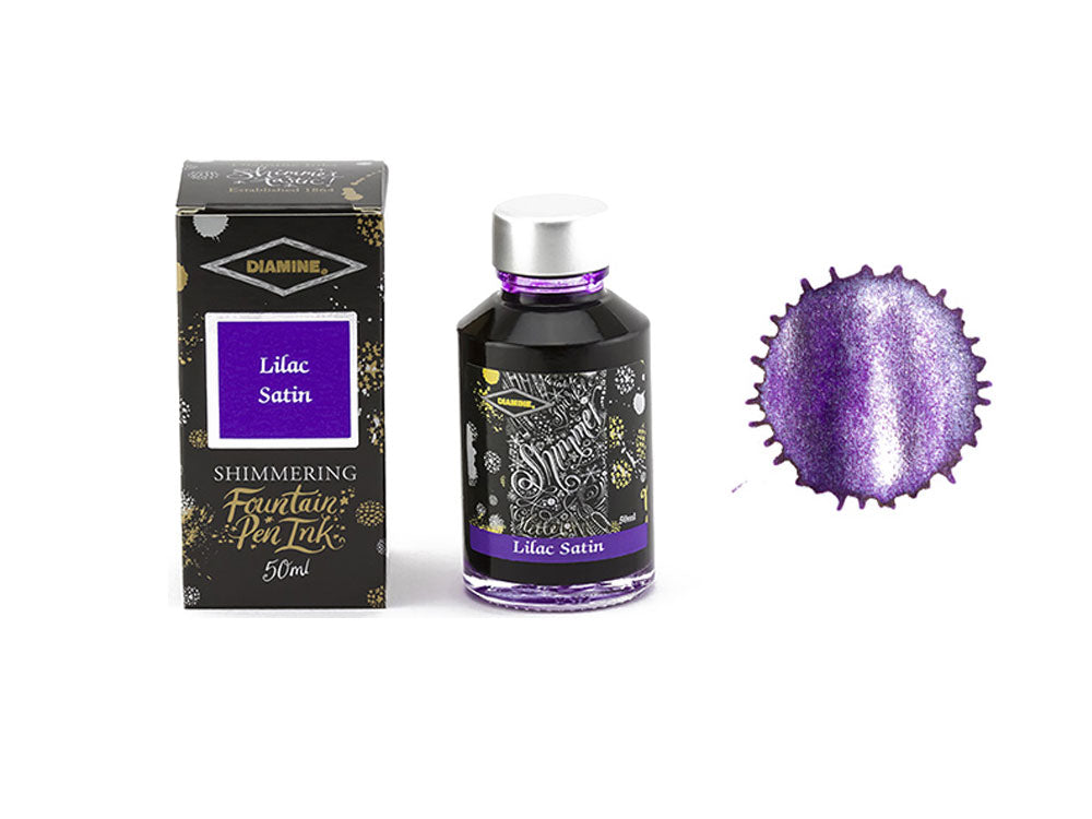 Encrier Diamine Shimmering Lilac Satin, 50ml, Violet, Verre
