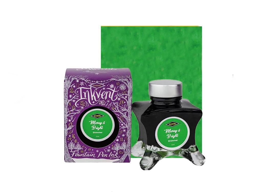 Encrier Diamine Merry&Bright Ink Vent Purple, 50ml, Shimmer, Vert
