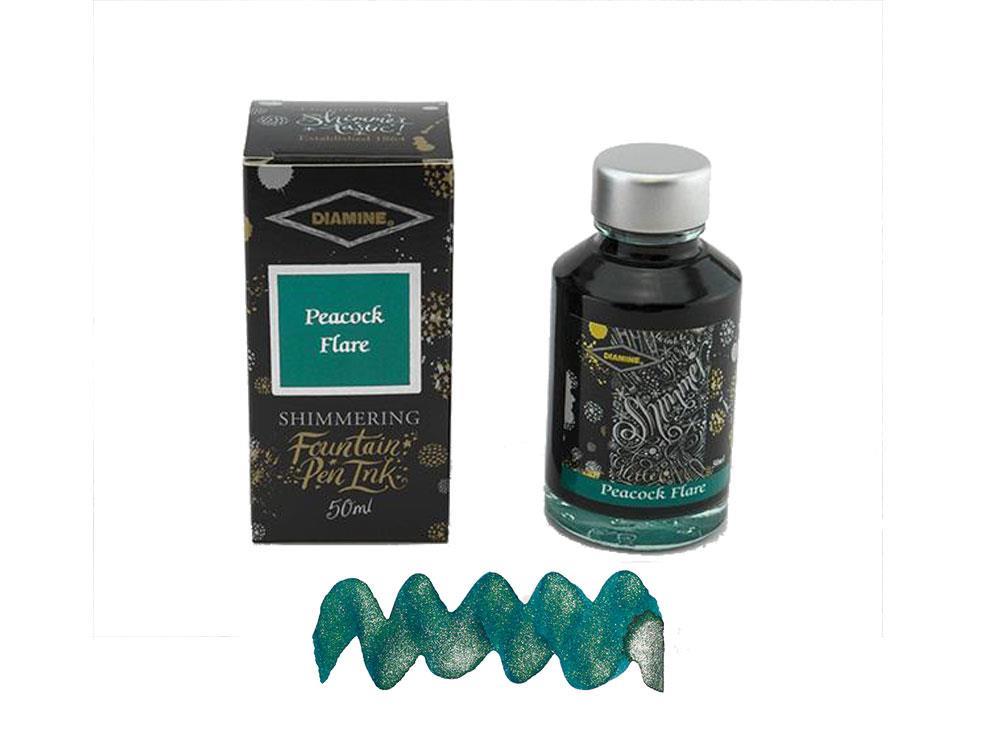 Encrier Diamine Shimmering Peacock Flare, 50ml., Verre