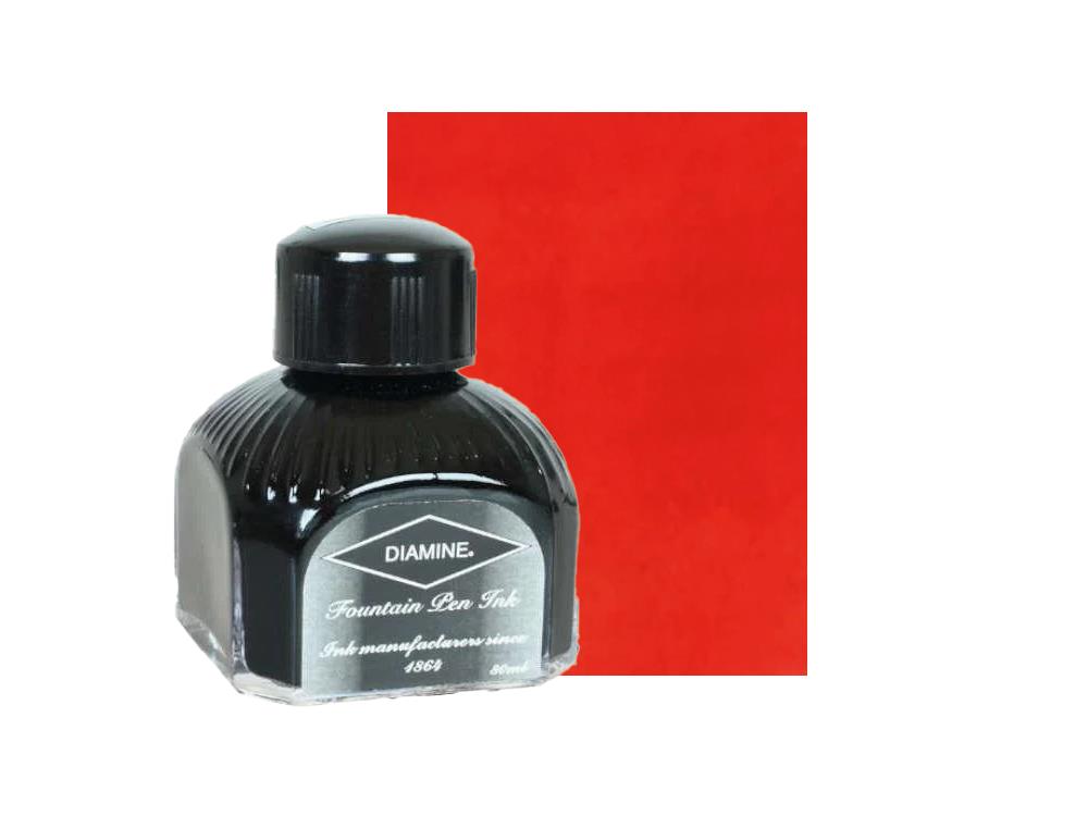 Encrier Diamine Poppy Red, 80ml., Bouteille en verre italien
