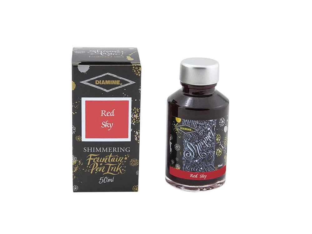 Encrier Diamine, 50ml, Red Sky, Shimmer