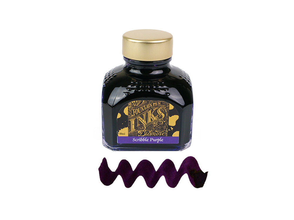 Encrier Diamine, 80ml., Violet, Bouteille en verre italien