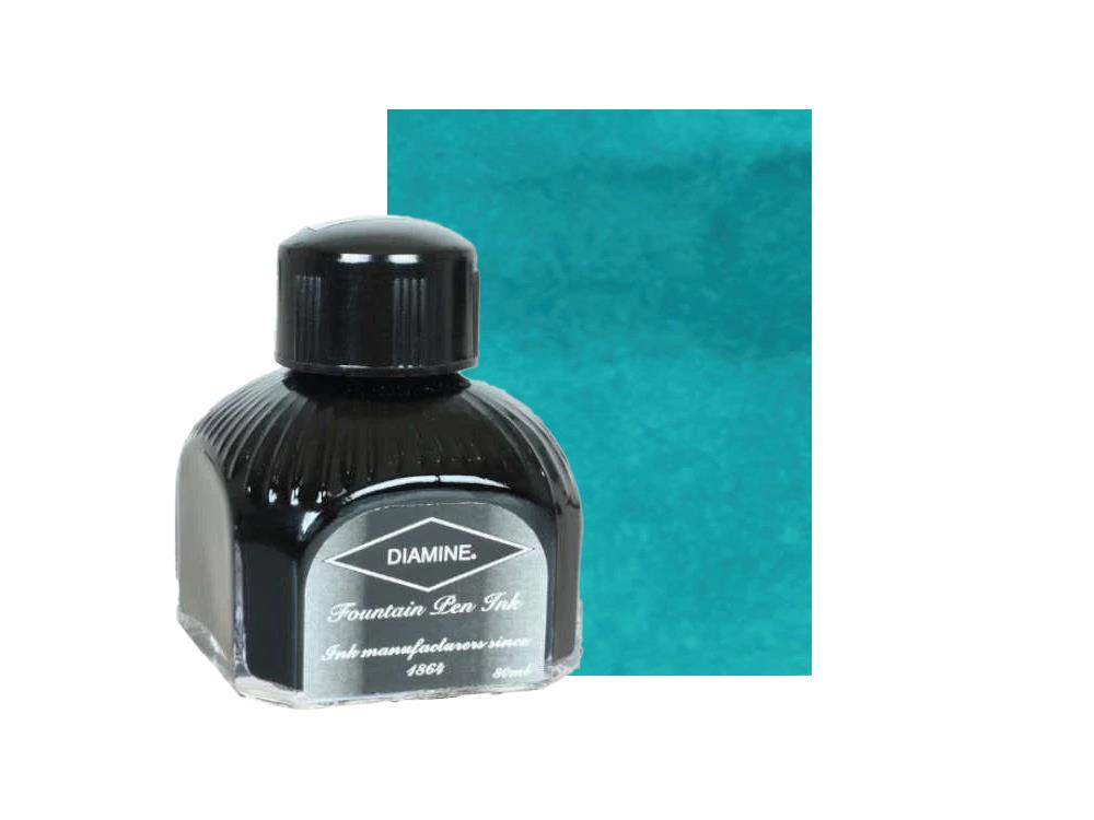 Encrier Diamine, 80ml., Steel Blue, Bouteille en verre italien