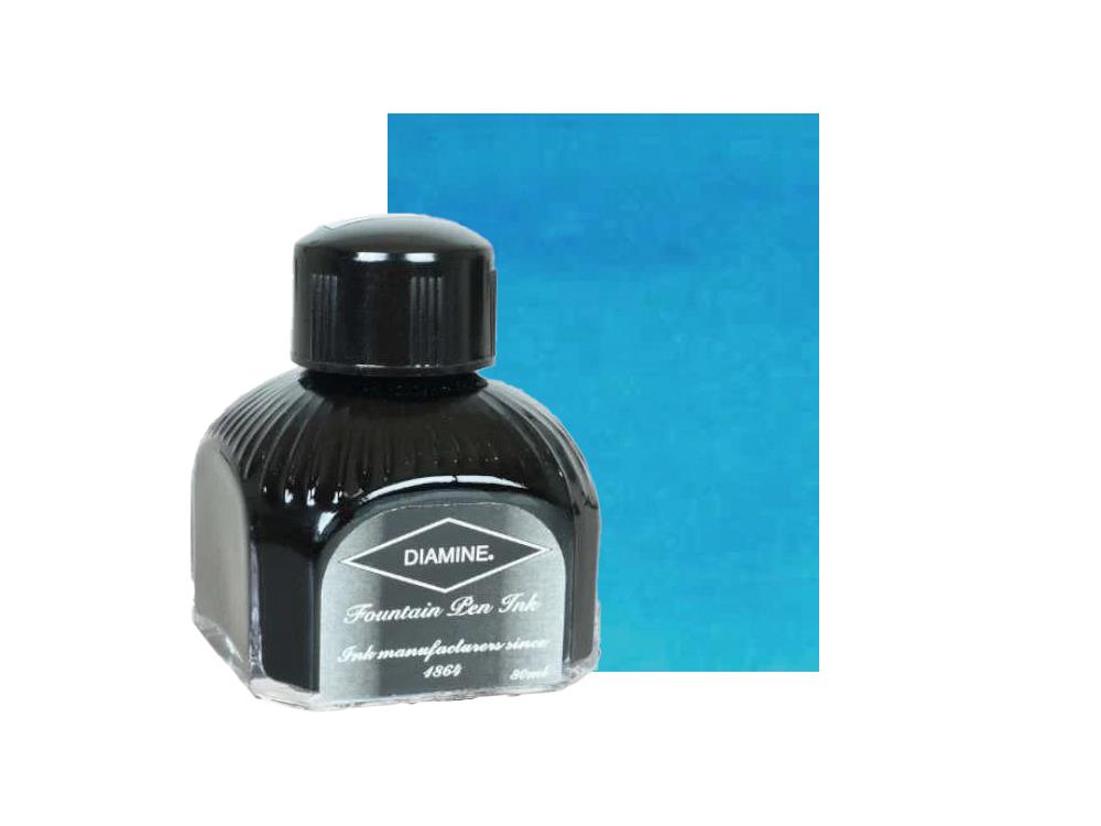 Encrier Diamine Turquoise, 80ml., Bouteille en verre italien