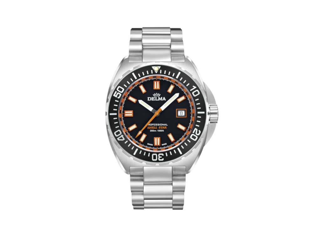 Montre à Quartz Delma Diver Shell Star, Noir, 44 mm, 20 atm, 41701.676.6.031