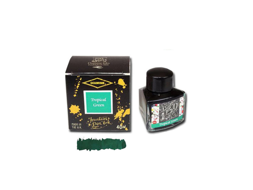 Encrier Diamine 1864 Tropical Green, 150 Anniversaire, 40ml, Verre