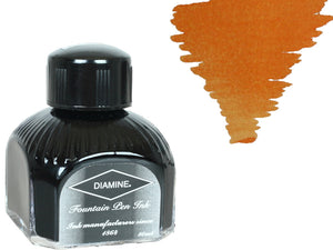Encrier Diamine, 80ml., Autumn Oak, Orange, Bouteille en verre italien