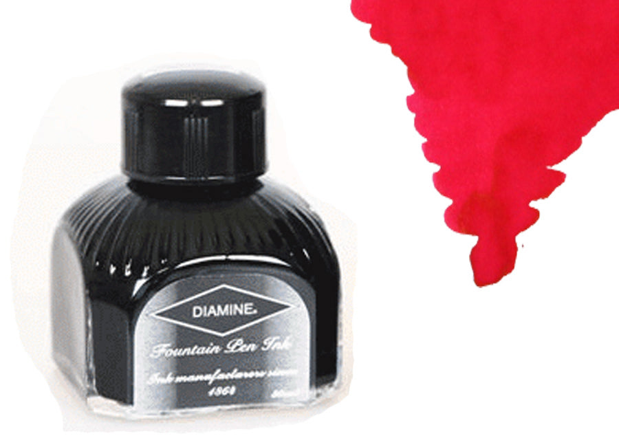 Encrier Diamine, 80ml., Scarlet, Bouteille en verre italien