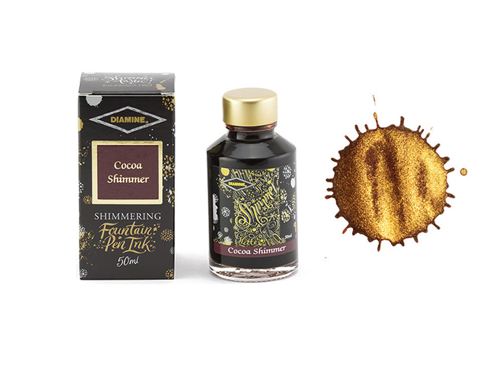 Encrier Diamine Shimmering Cocoa Shimmer, 50ml, Marron, Verre