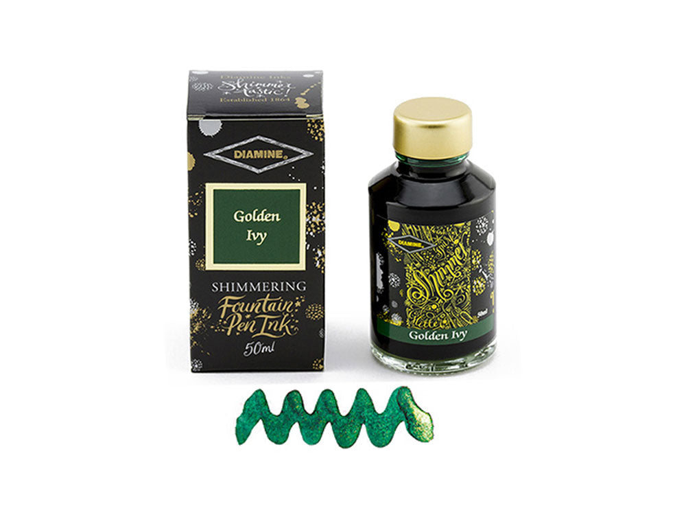 Encrier Diamine Shimmering Golden Ivy, 50ml., Verre