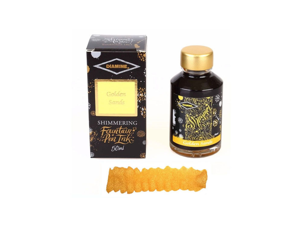 Encrier Diamine Shimmering Golden Sands, 50ml, Verre