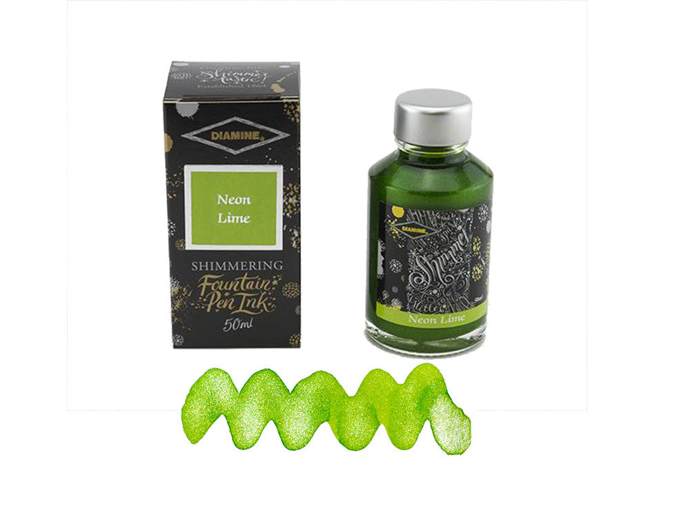 Encrier Diamine Shimmering Neon Lime, 50ml., Verre