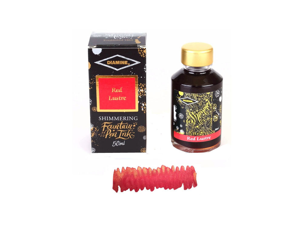 Encrier Diamine Shimmering Red Lustre, 50ml, Verre