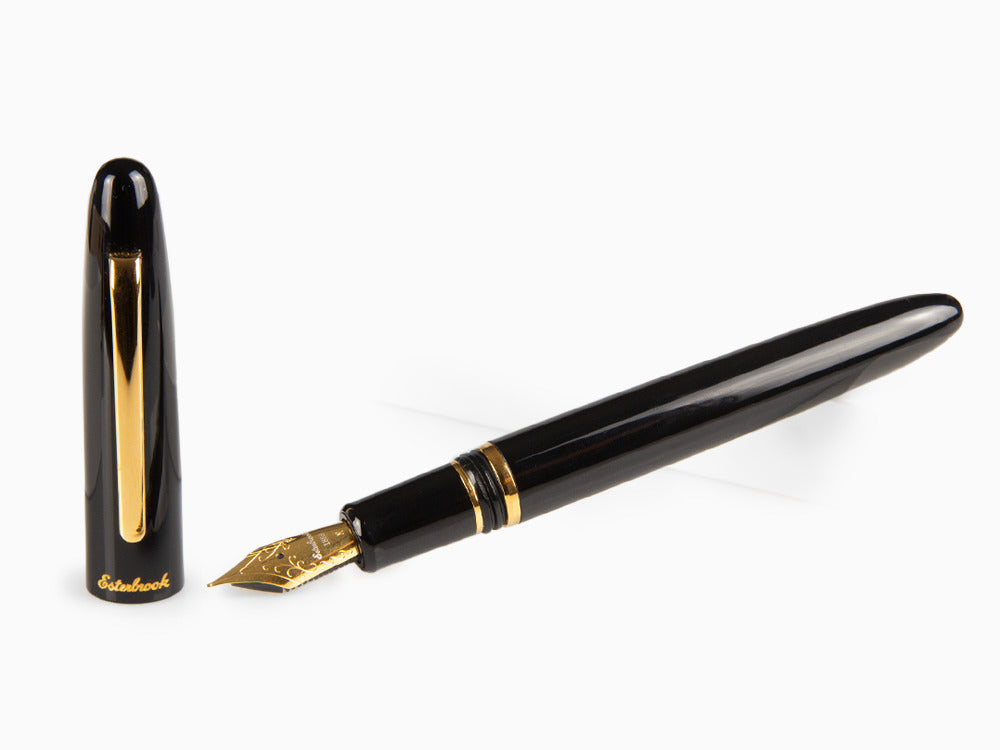 Stylo Plume Esterbrook Estie Ebony, Résine Noire, Plaqué or, E116