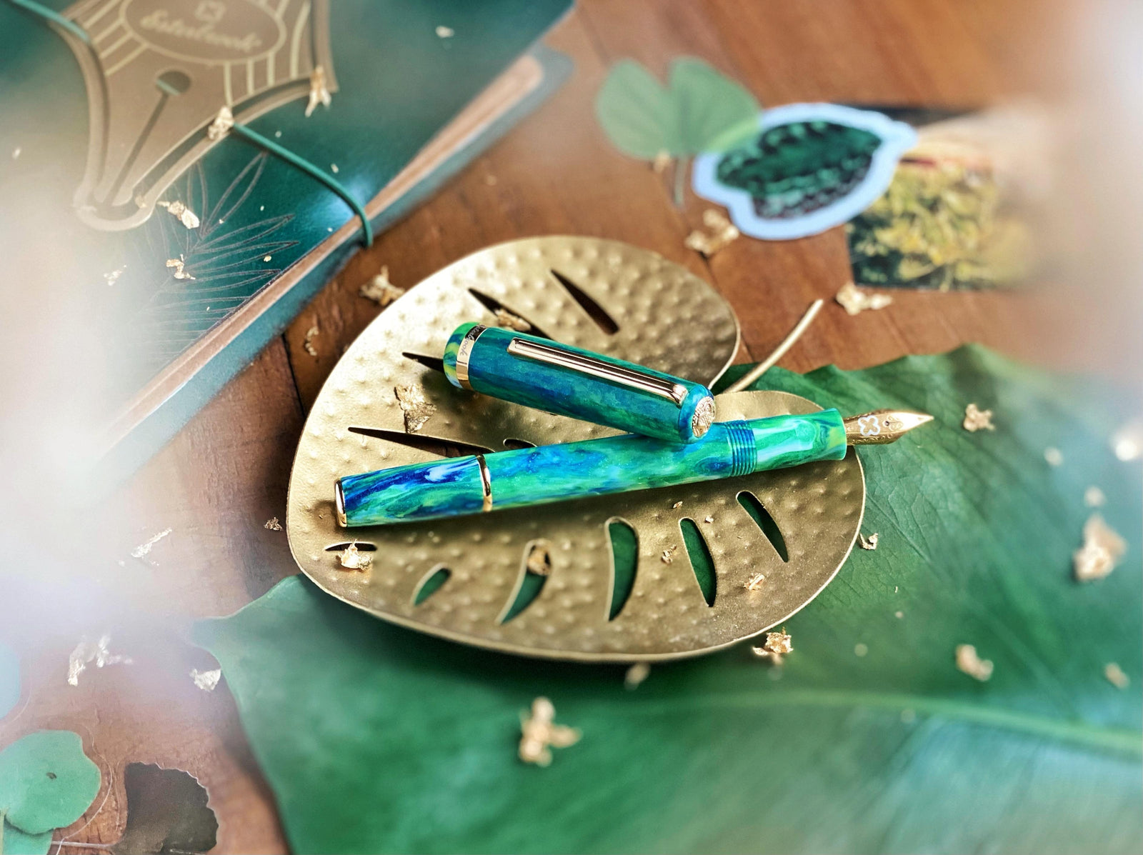 Stylo Plume Esterbrook JR Beleza, Résine, Vert, Plaqué or, EJRBA