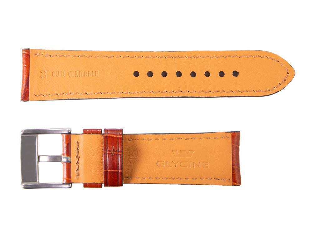 Glycine, Bracelet en cuir, 24mm, Marron, LBK7BH-24