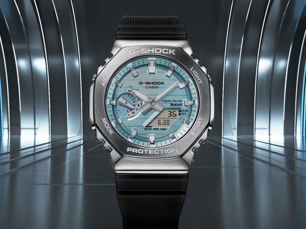 Montre à Quartz G-SHOCK Casio G-Steel, Bleu, 49.3mm × 44.4mm, GBM-2100A-1A2ER