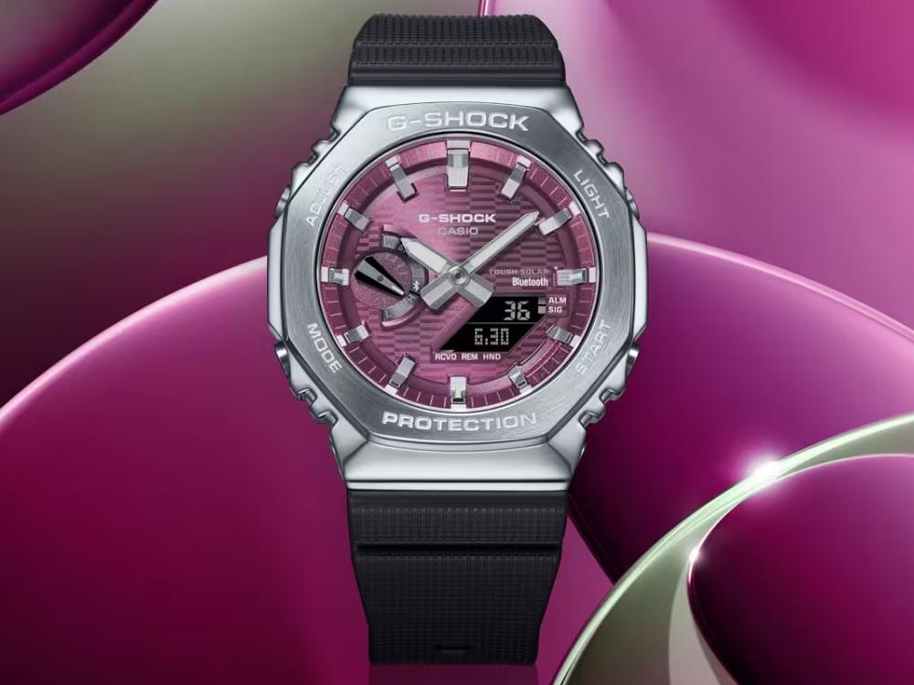 Montre à Quartz G-SHOCK Casio G-Steel, Bordeaux, 49.3mm × 44.4mm, GBM-2100A-4BER